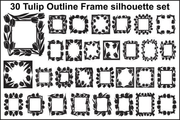 Download 30 Tulip Floral Outline Frames – Elegant - Premium Resources