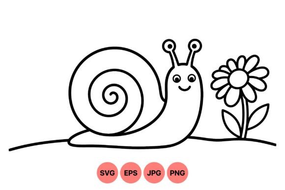 Download Cute Snail Floral Outline Art - Premium Resources